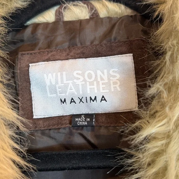 Wilsons Leather Maxima Suede Fur Trim Penny Lane Afghan Coat Size Small - Picture 4 of 5